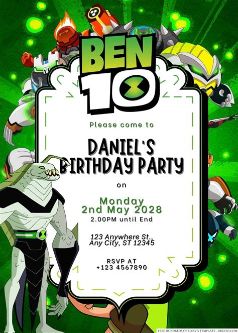 ben 10 birthday invitation template free